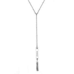 Handcrafted Reversible Vertical Crystal Bar Necklace With Word Hope
